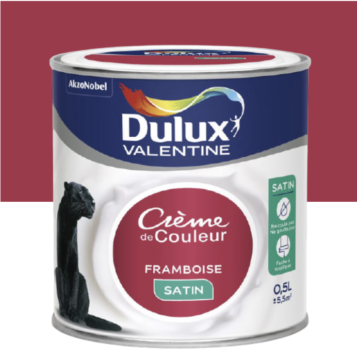 Peinture framboise satin DULUX VALENTINE Crème de couleur 0.5 l