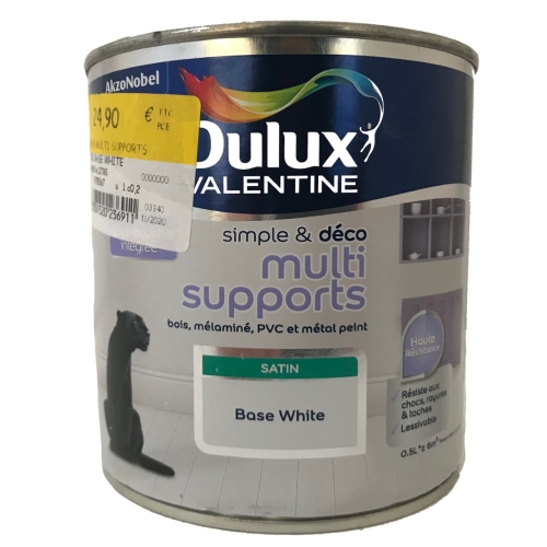 Dulux Valentine Simple et Déco Multi-Supports Blanc Satin 0.5L