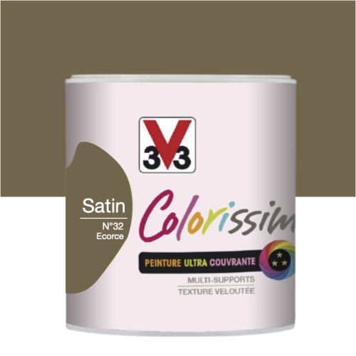 Peinture V33 Colorisssim Multi-supports Monocouche Ecorce N°32 Satin 0,5L