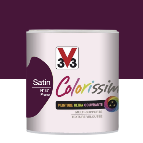 Peinture V33 Colorisssim Multi-supports Monocouche Prune N°37 Satin 0,5L