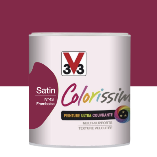Peinture V33 Colorisssim Multi-supports Monocouche Framboise N°43 Satin 0,5L