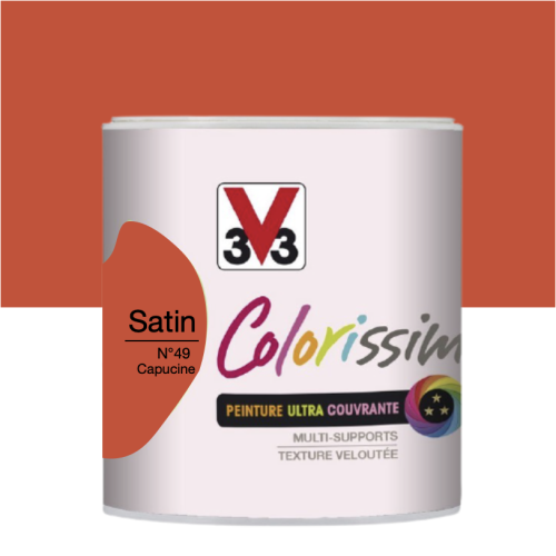 Peinture V33 Colorisssim Multi-supports Monocouche Capucine N°49 Satin 0,5L