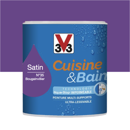 Peinture V33 Cuisine & Bain Monocouche Multi-supports Bougainvillier N°35 Satin 0,5L