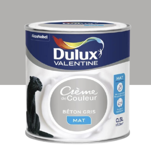 Peinture mur, boiserie, Crème de couleur DULUX VALENTINE béton gris mat 0.5 l