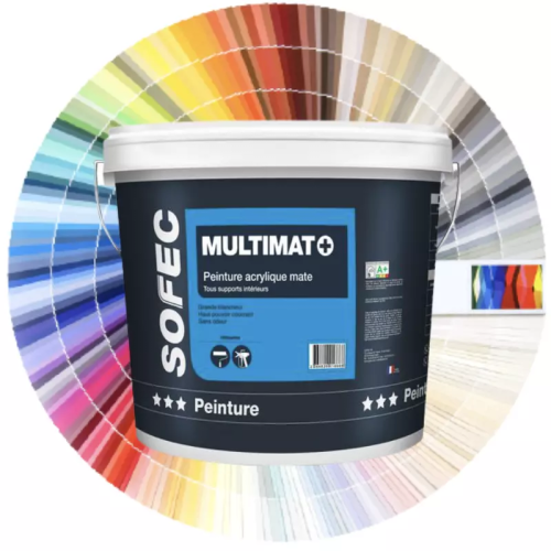 Peinture acrylique MULTIMAT +  Sofec 4L,blanc,mat,gpeint