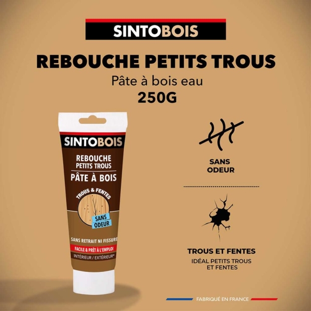 SINTOBOIS - Pâte à Bois - Rebouche Petit Trous - Chêne Moyen 250g Sinto Bois  319981371008 : Large sélection de peinture & accessoire au meilleur prix.
